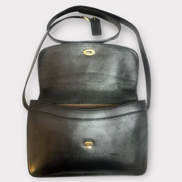 VTG Coach Madison Royalton Bag 4403 Black Caviar Leather Flap Turnlock 90s Italy - Picture 8 of 12